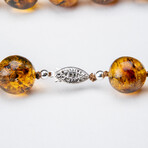 Genuine Polished Golden Amber Beaded Necklace // 15mm Beads