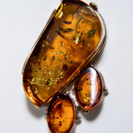 Genuine Polished Amber Freeform Pendant with 18" Sterling Silver Chain // v.1