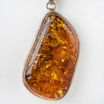 Genuine Polished Amber Freeform Pendant with 18" Sterling Silver Chain // v.5