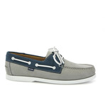 Nubuck Bicolor Regatta Boat Shoes // Gray + Ocean Blue (39)