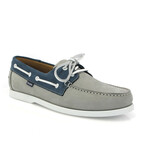 Nubuck Bicolor Regatta Boat Shoes // Gray + Ocean Blue (39)