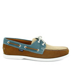 Suede Regatta Tricolor Boat Shoes // Beige + Taupe + Blue Jeans (39)