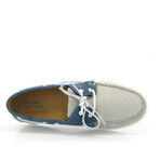 Nubuck Bicolor Regatta Boat Shoes // Gray + Ocean Blue (39)