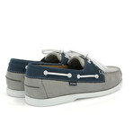 Nubuck Bicolor Regatta Boat Shoes // Gray + Ocean Blue (39)