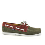 Suede Bicolor Regatta Boat Shoes // Green Khaki + Brick (39)