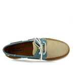 Suede Regatta Tricolor Boat Shoes // Beige + Taupe + Blue Jeans (39)