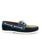 Suede Regatta Tricolor Boat Shoes // Beige + Navy Blue + Orange (39)