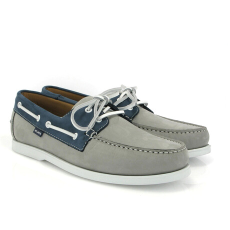 Nubuck Bicolor Regatta Boat Shoes // Gray + Ocean Blue (39)