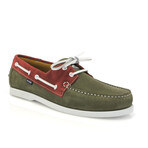 Suede Bicolor Regatta Boat Shoes // Green Khaki + Brick (39)