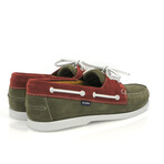 Suede Bicolor Regatta Boat Shoes // Green Khaki + Brick (39)