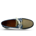 Suede Regatta Tricolor Boat Shoes // Beige + Navy Blue + Orange (39)