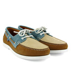 Suede Regatta Tricolor Boat Shoes // Beige + Taupe + Blue Jeans (39)