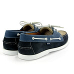 Suede Regatta Tricolor Boat Shoes // Beige + Navy Blue + Orange (39)