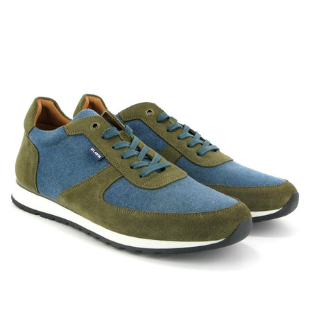 Sneakers In Canvas And Suede Leather // Blue + Green (40)