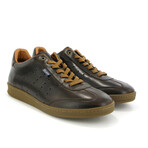 Leather T Pull Up Sneakers // Dark Brown (40)