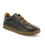 Leather T Pull Up Sneakers // Dark Brown (40)