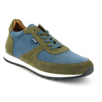 Sneakers In Canvas And Suede Leather // Blue + Green (40)
