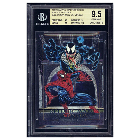1992 Skybox Marvel Masterpieces Battle Spectra #4D Spider-Man vs Venom BGS 9.5 // Gem Mint