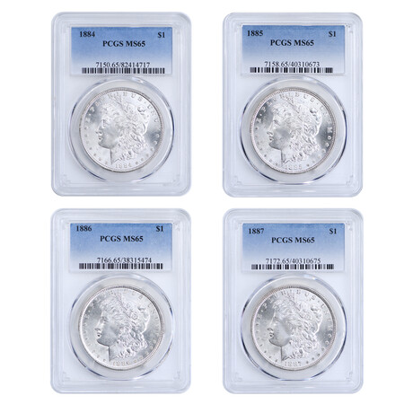 1884-1887 Morgan Silver Dollar // 4 Coin Set // PCGS Certified MS65