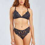 iCollection // Ultra Soft 2-Piece Lace Bralette + Panty Set // Black (S)