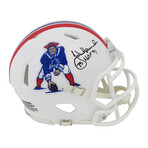John Hannah // Signed New England Patriots Throwback Riddell Speed Mini Helmet w/HOF'91
