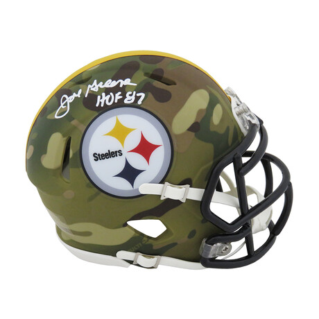 Joe Greene // Signed Pittsburgh Steelers CAMO Riddell Speed Mini Helmet w/HOF'87