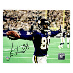 Cris Carter // Signed Vikings Arms Out Celebration Holding Football 8x10 Photo