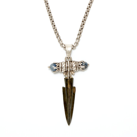 Ancient Greek Arrowhead // Silver and Sapphire Pendant