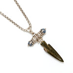 Ancient Greek Arrowhead // Silver and Sapphire Pendant