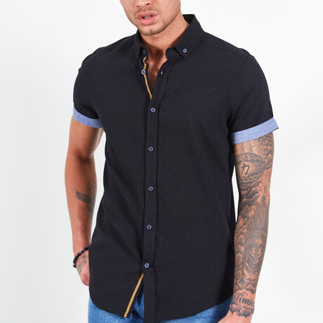 Button-Up // Black + Blue (M)