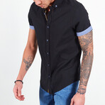 Button-Up // Black + Blue (M)