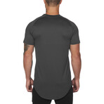 Saddle Crewneck Short Sleeve Curved Hem T-Shirt // Gray (L)