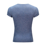 Ribbed V-Neck // Blue (XS)