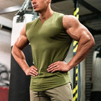 Sleeveless V-Neck // Army Green (L)