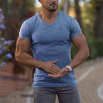 Ribbed V-Neck // Blue (XS)