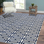 Hand Loomed Cowhide Silk Area Rug // Blue Pattern (4' 0'' X  6' 0'')