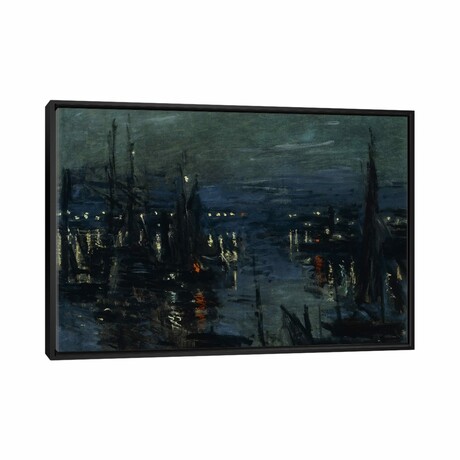 The Port Of Le Havre, Night Effect (Le Port De Havre, Effet Du Nuit), 1873  By Claude Monet (18"H x 26"W x 1.5"D)