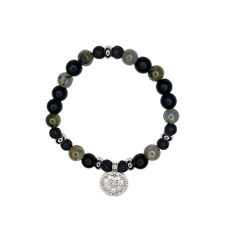 Labradorite + Onyx Coin Bracelet