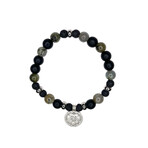 Labradorite + Onyx Coin Bracelet