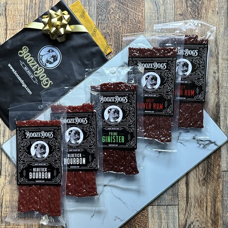 Family Sized // Boozy Jerky Style Steak Strip Variety 5 Packages // 20 Servings