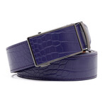 Men's Genuine Leather Crocodile Design Dress Belt with Automatic Buckle // Purple