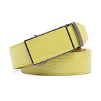 Men's Genuine Leather Crocodile Design Dress Belt with Automatic Buckle // Ginger Green