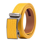 Men's Genuine Leather Crocodile Design Dress Belt with Automatic Buckle // Yellow
