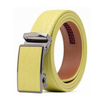 Men's Genuine Leather Crocodile Design Dress Belt with Automatic Buckle // Ginger Green