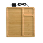 Wireless Charging Valet Tray with Dual Charger // Bamboo