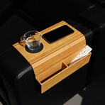 Sofa Armrest Tray + Wireless Charging // Right Side Pocket // Bamboo