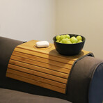 Sofa Armrest Tray + Wireless Charging  // Without Side Pocket // Bamboo