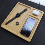 Wireless Charging Valet Tray with Dual Charger // Bamboo