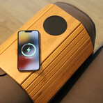 Sofa Armrest Tray + Wireless Charging  // Without Side Pocket // Bamboo