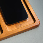 Wireless Charging Valet Tray with Dual Charger // Rubberwood